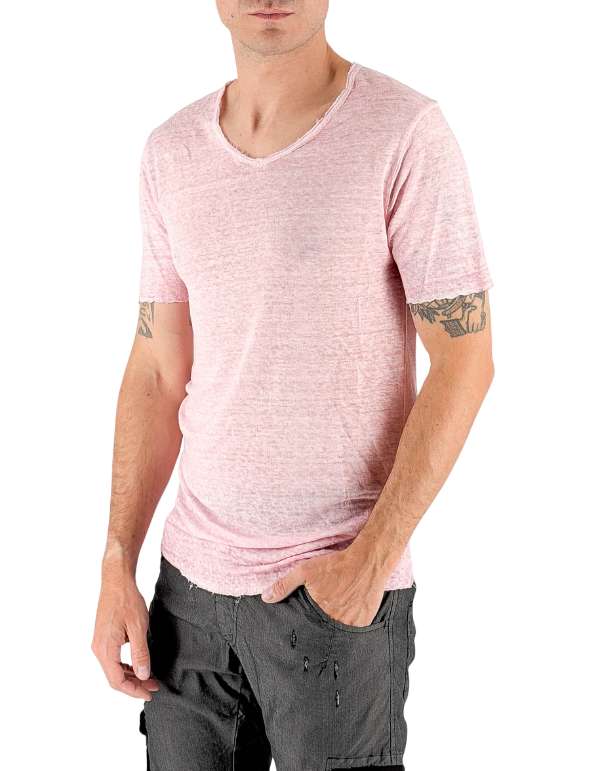 Devid Label Granada - T-shirt in Puro Lino - Premium, Rosa – vista principale – Master SKU DL_GRANADA ROSA