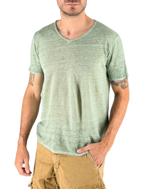 Devid Label Granada - T-shirt in Puro Lino - Premium, Verde – vista principale – Master SKU DL_GRANADA VERDE