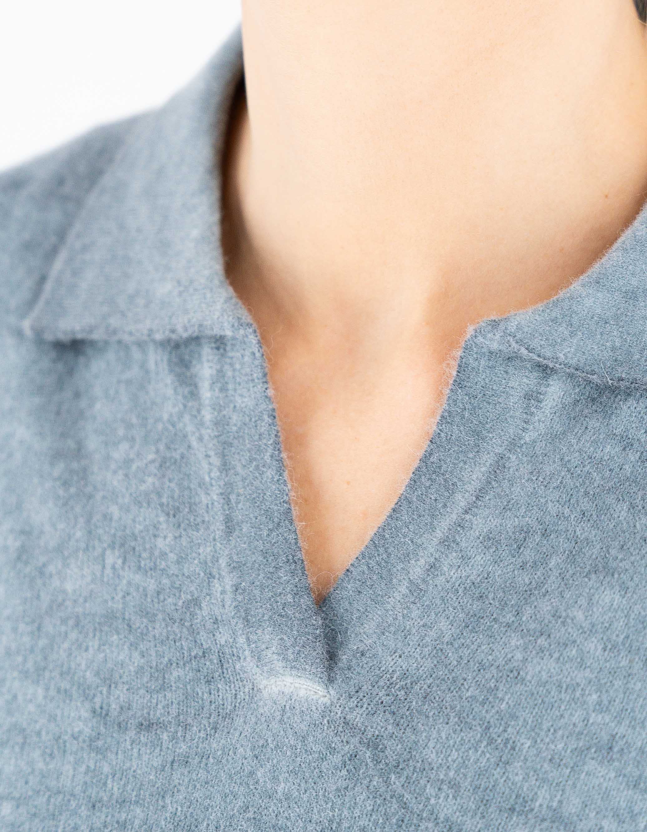 Devid Label Inari - Polo in Maglia - Lana Cashmere, Blu – dettaglio prodotto 2 – Master SKU DL_DL021_22817_GRIGIO_BLU