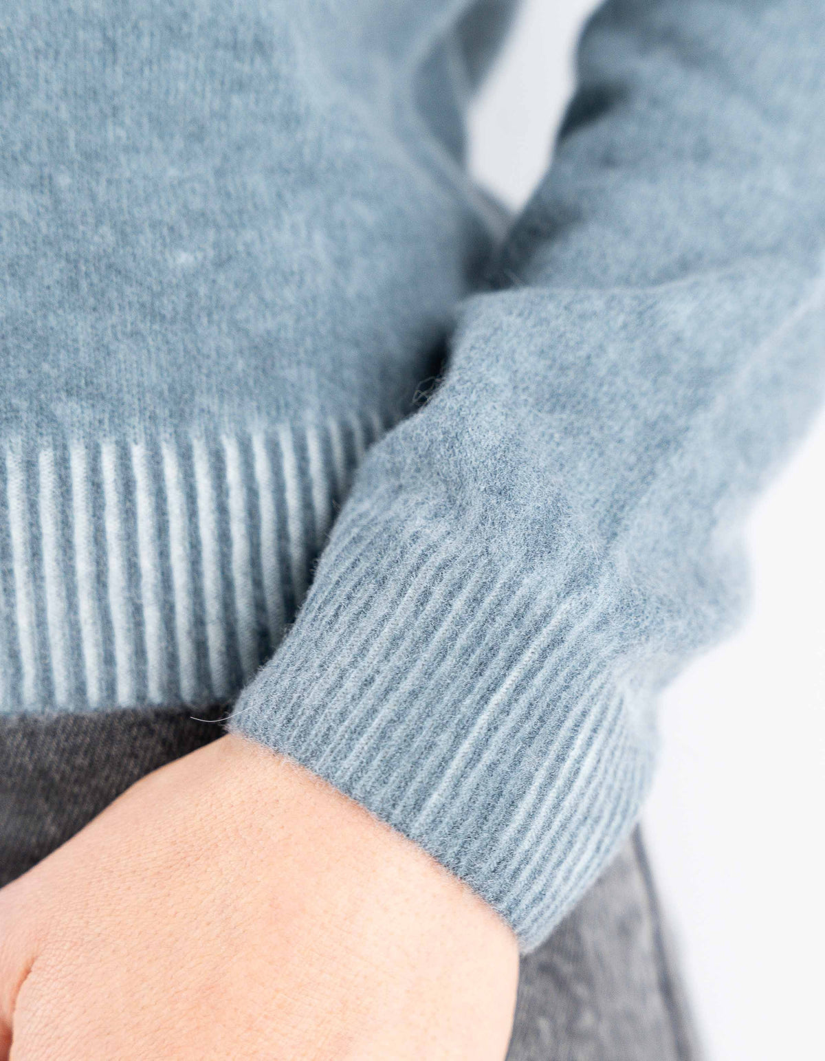 Devid Label Inari - Polo in Maglia - Lana Cashmere, Blu – dettaglio prodotto 4 – Master SKU DL_DL021_22817_GRIGIO_BLU