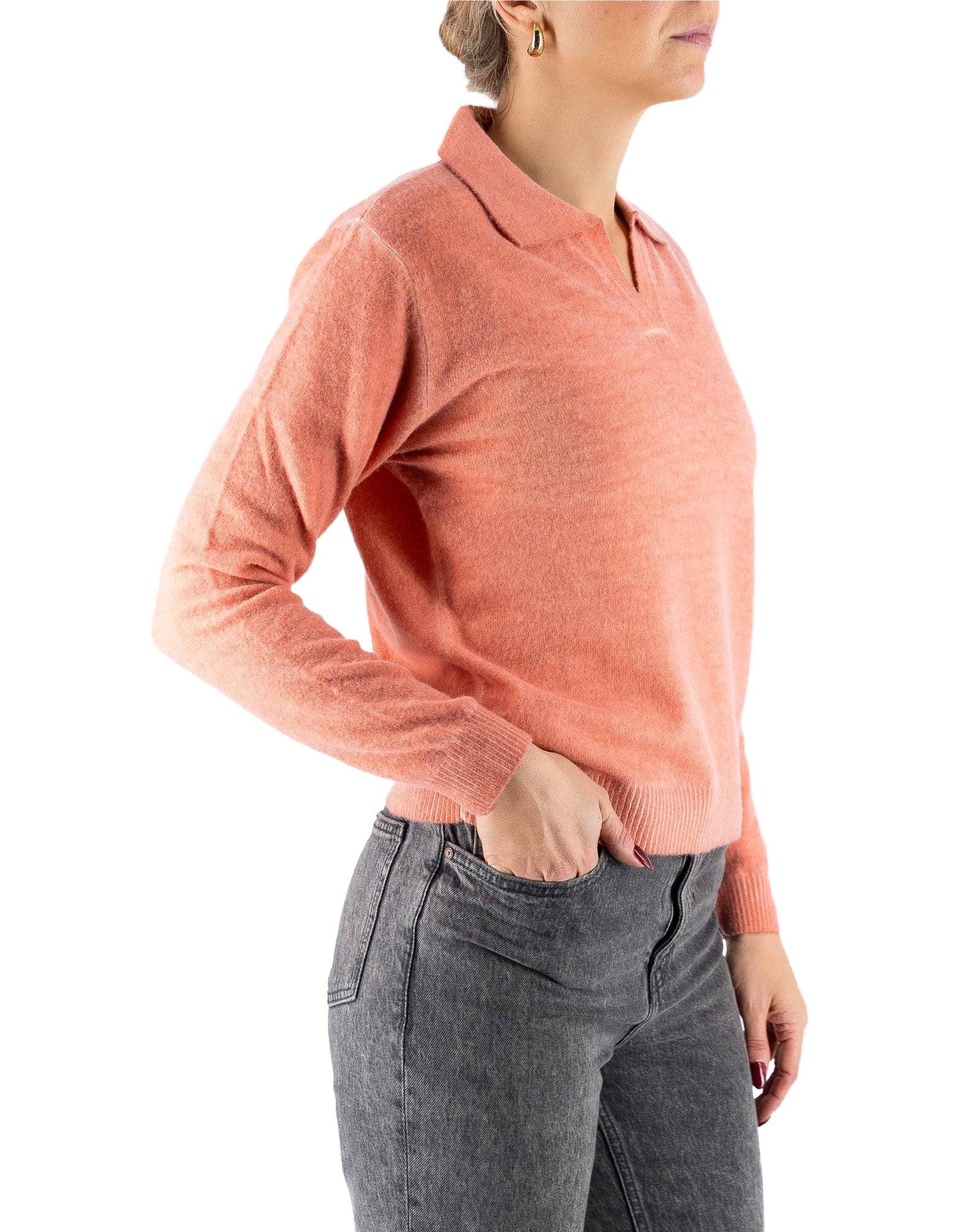 Devid Label Inari - Polo in Maglia - Lana Cashmere – dettaglio prodotto 3 – Master SKU DL_DL021_22837_CANTALUPO_SCURO