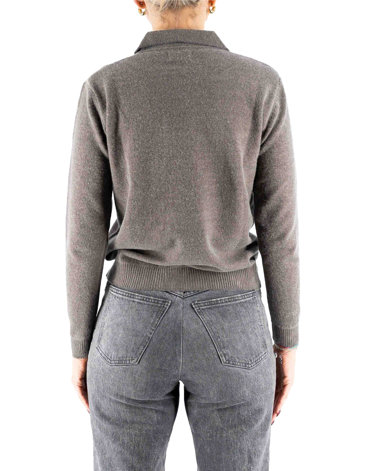 Devid Label Inari - Polo in Maglia - Lana Cashmere, Tortora – dettaglio prodotto 6 – Master SKU DL_DL021_TORTORA_CAMPIONE