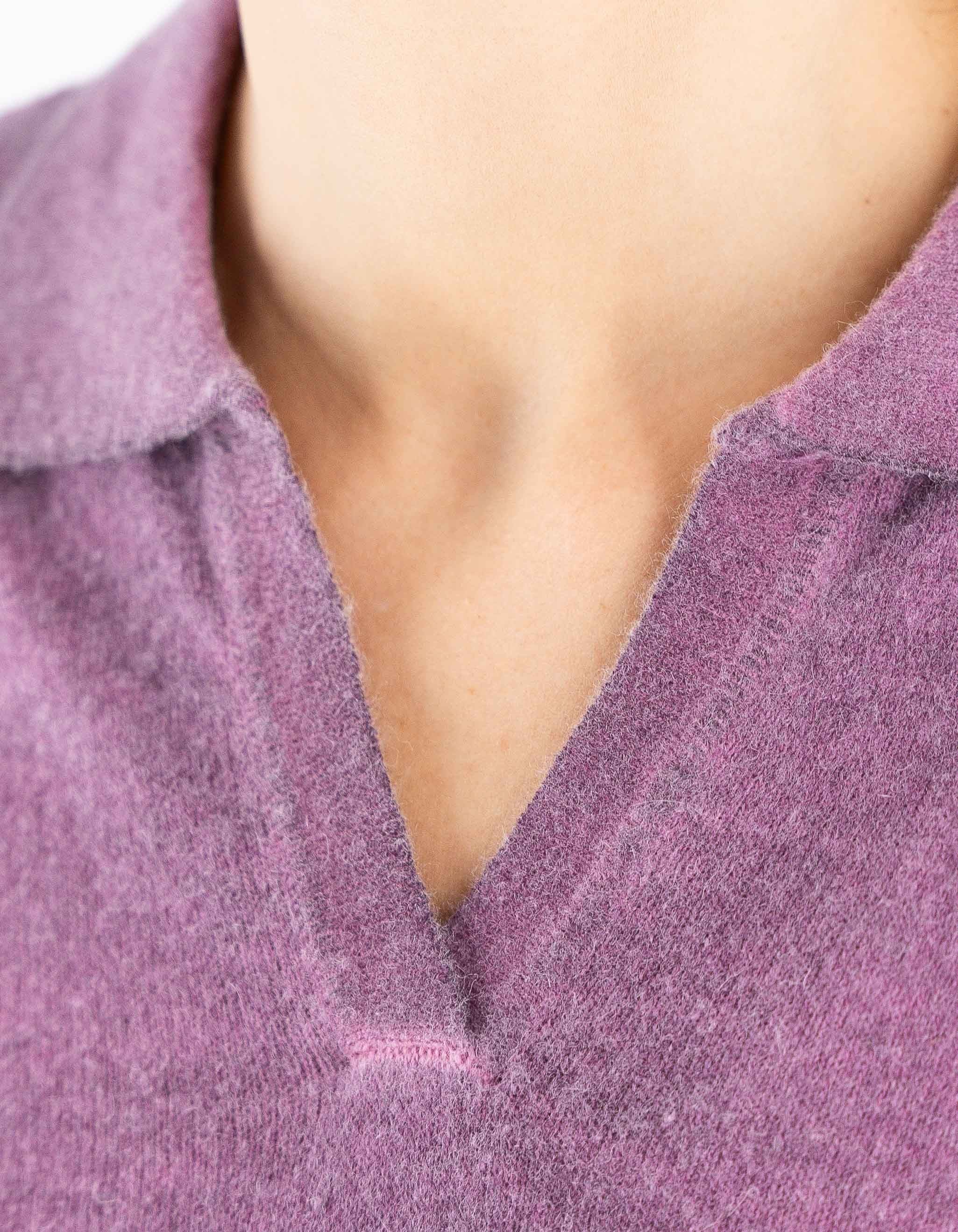 Devid Label Inari - Polo in Maglia - Lana Cashmere, Viola – dettaglio prodotto 2 – Master SKU DL_DL021_22805_POLPA_VIOLA