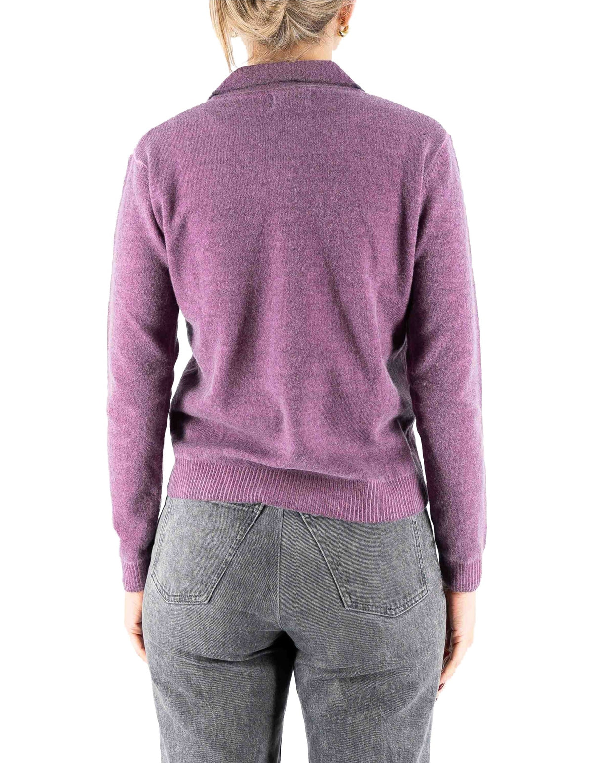 Devid Label Inari - Polo in Maglia - Lana Cashmere, Viola – dettaglio prodotto 6 – Master SKU DL_DL021_22805_POLPA_VIOLA