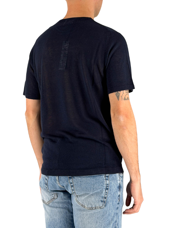 Devid Label Lipari - Maglia Girocollo - Lino e Viscosa, Blu – dettaglio prodotto 4 – Master SKU DL_L002_BLU