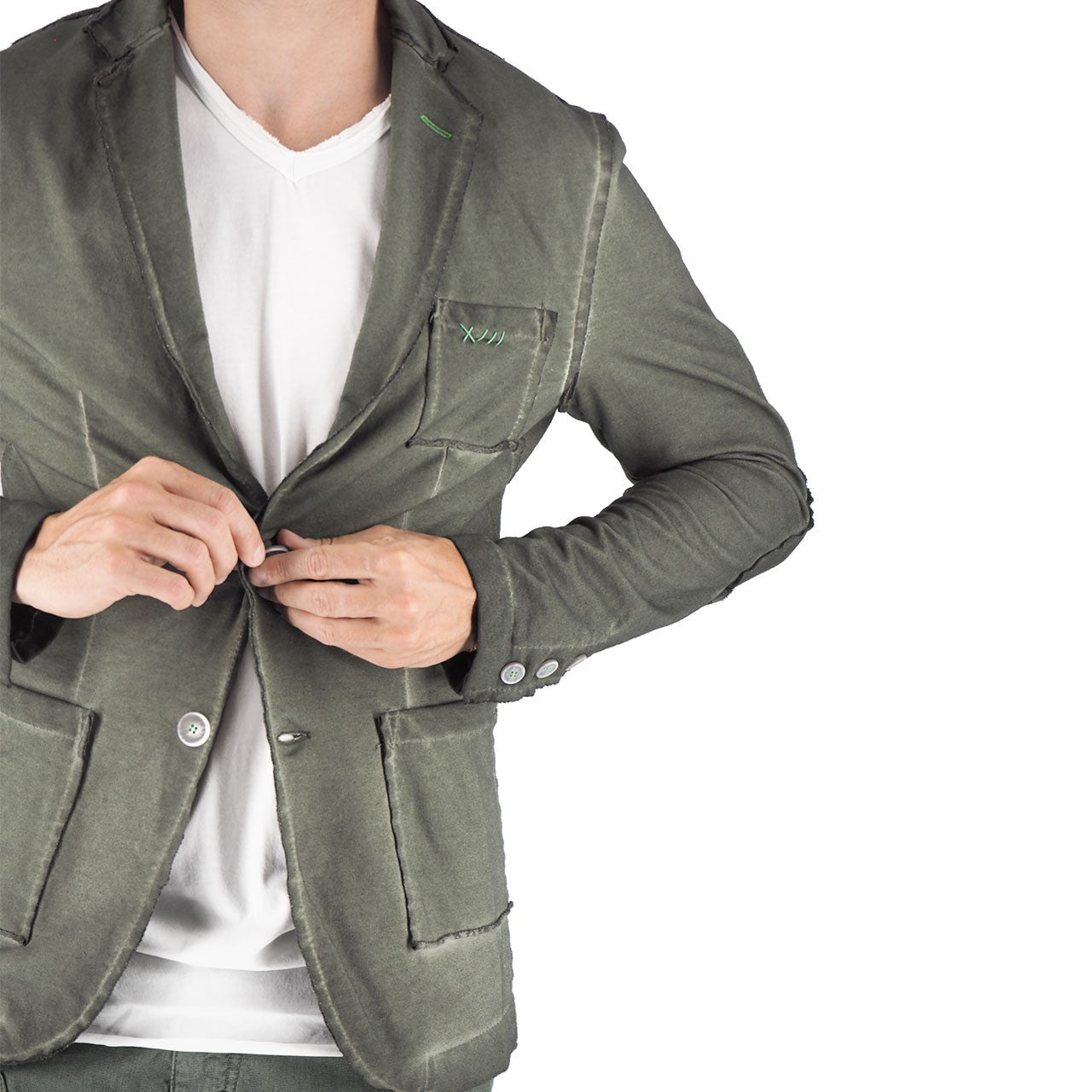 Devid Label Llorente - Giacca in Jersey - Soft, Verde Militare – dettaglio prodotto 2 – Master SKU DL_LLORENTE VERDE MILITARE