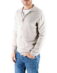 Devid Label Malpasso - Cardigan con Bottoni - Cotone Premium, Beige – vista principale – Master SKU DL_MALPASSO MT25107 BEIGE