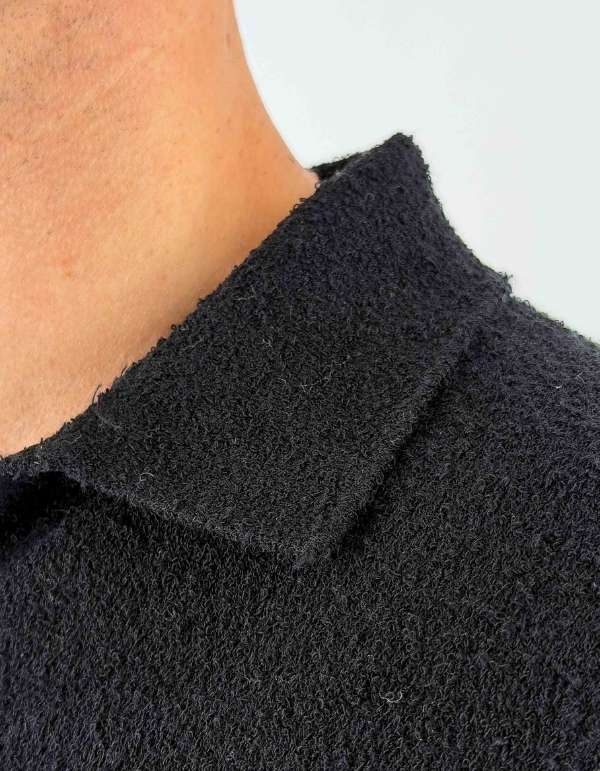 Devid Label Mima - Polo in Spugna di Cotone - Soft Touch, Nero – dettaglio prodotto 2 – Master SKU DL_L004_NERO