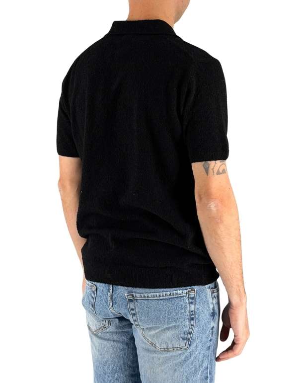 Devid Label Mima - Polo in Spugna di Cotone - Soft Touch, Nero – dettaglio prodotto 4 – Master SKU DL_L004_NERO