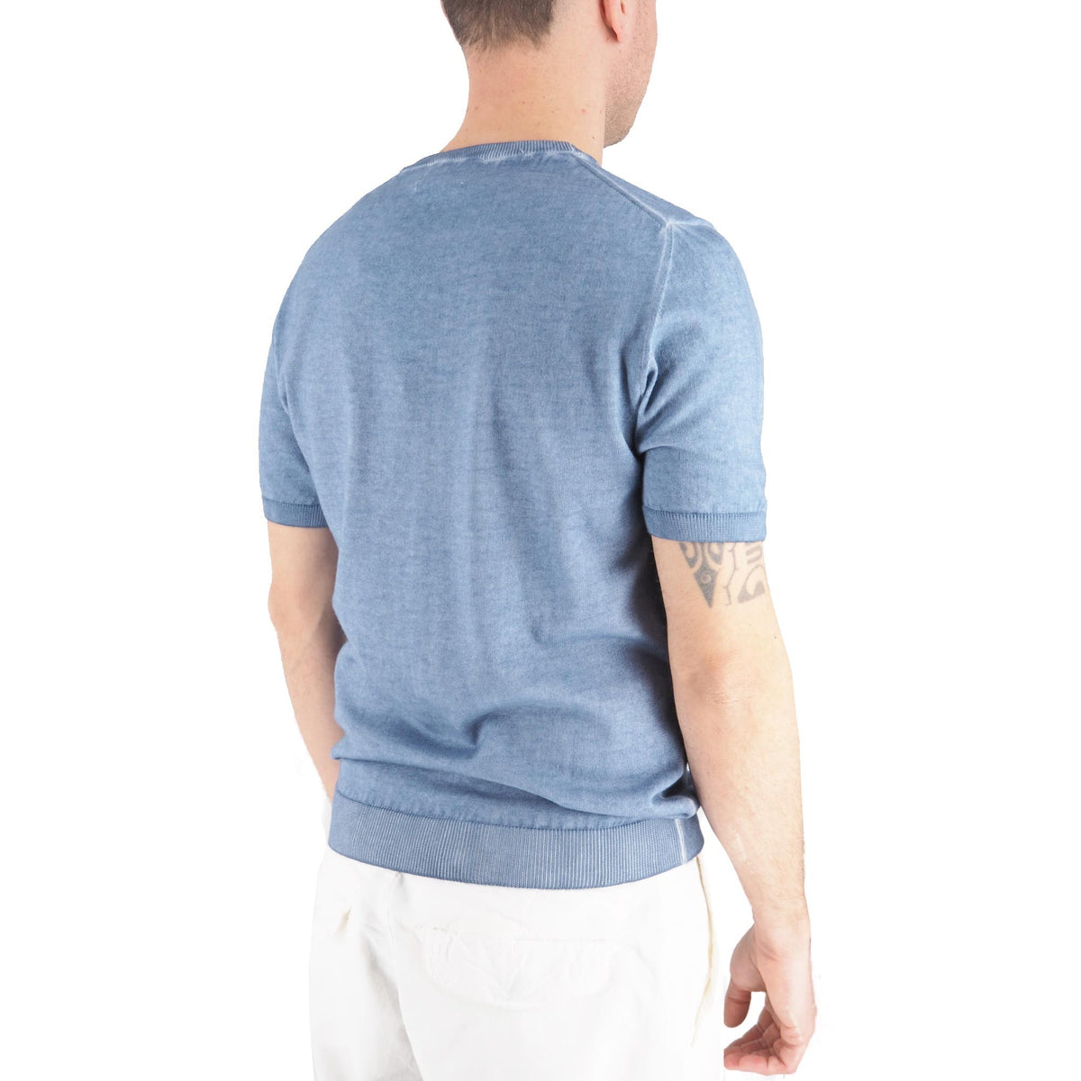 Devid Label Monterosso - Maglia Girocollo Manica Corta - Cotone Premium, Avio – dettaglio prodotto 4 – Master SKU DL_MONTEROSSO MT25100 AVIO