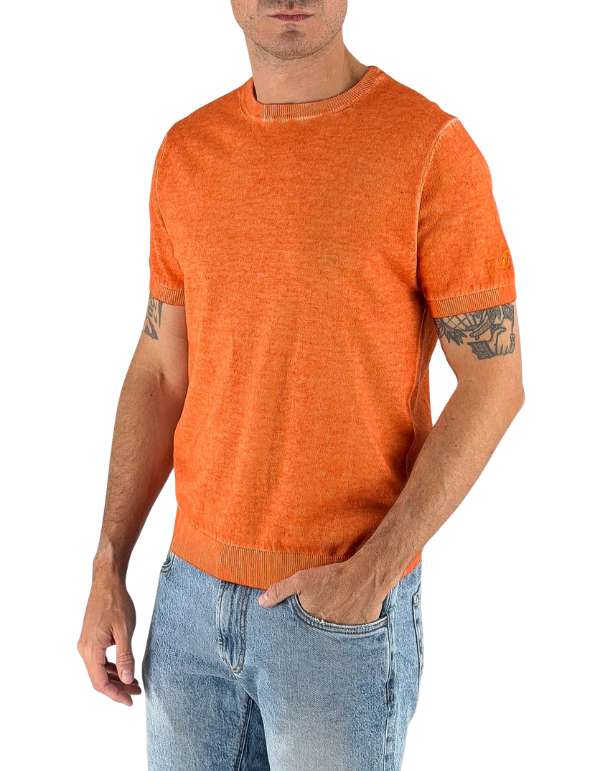 Devid Label Monterosso - Maglia Girocollo Manica Corta - Cotone Premium – vista principale – Master SKU DL_MONTEROSSO MT25100 TRAMONTO