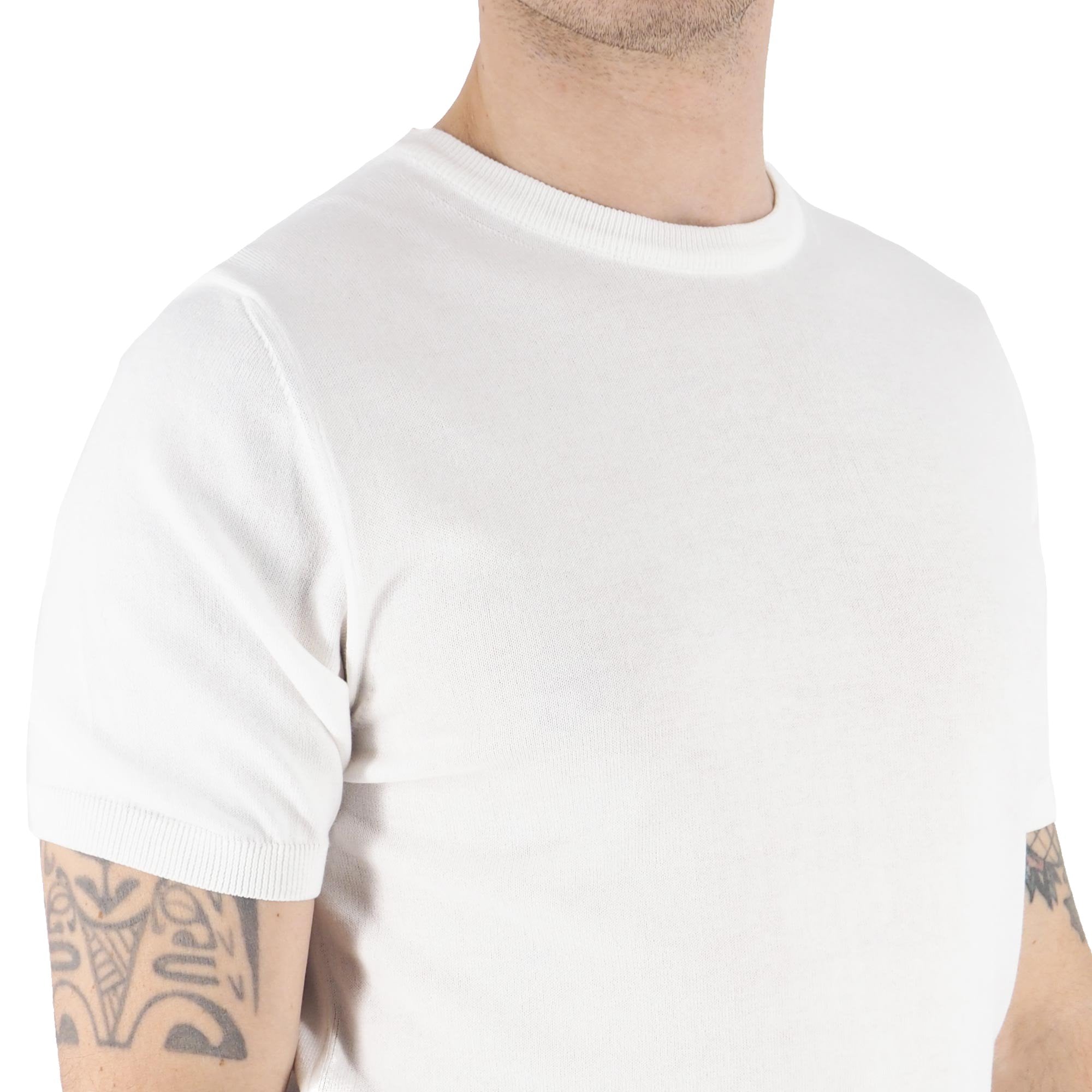 Devid Label Monterosso - Maglia Girocollo Manica Corta - Cotone Premium, Panna – dettaglio prodotto 3 – Master SKU DL_MONTEROSSO MT25100 PANNA