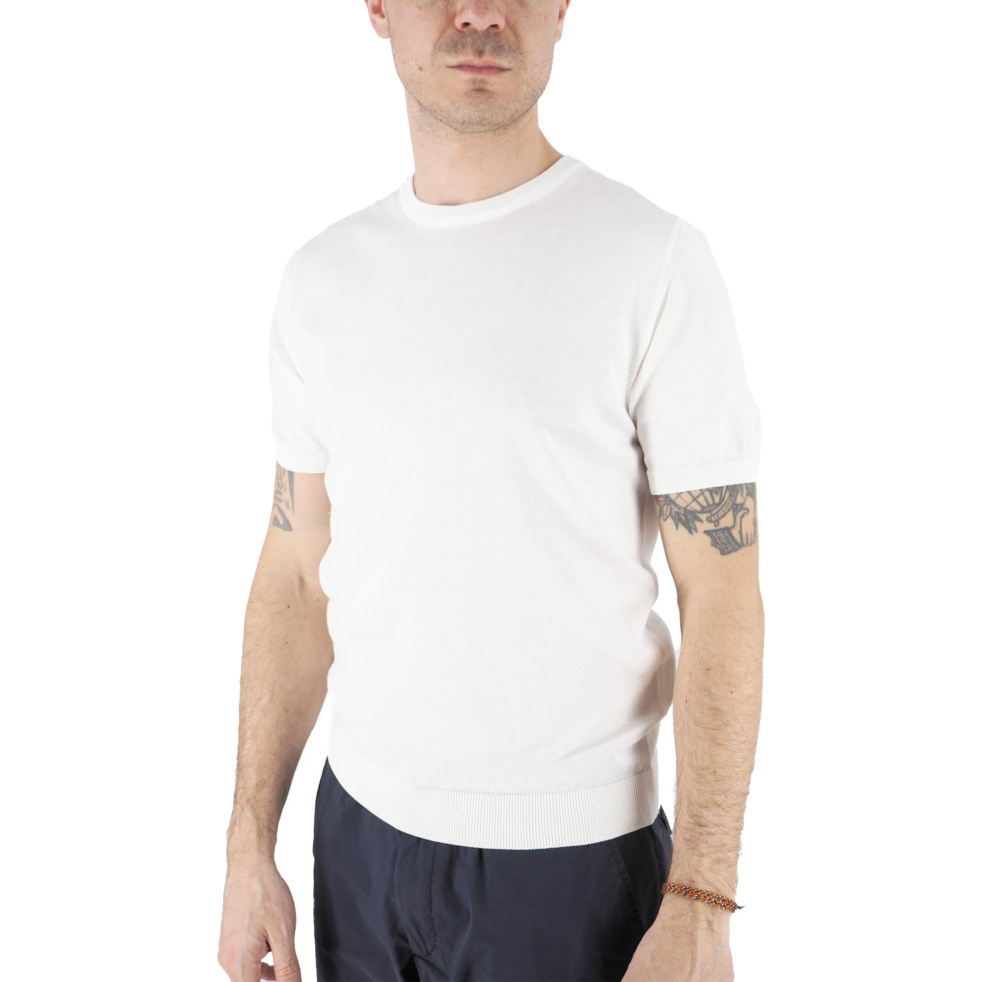 Devid Label Monterosso - Maglia Girocollo Manica Corta - Cotone Premium, Panna – dettaglio prodotto 4 – Master SKU DL_MONTEROSSO MT25100 PANNA