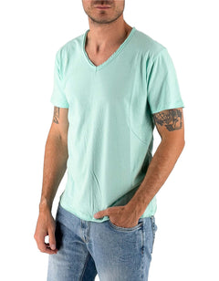 Devid Label Mosca - T-shirt Scollo V - Taglio Vivo, Azzurro – vista principale – Master SKU DL_MOSCA AZZURRO