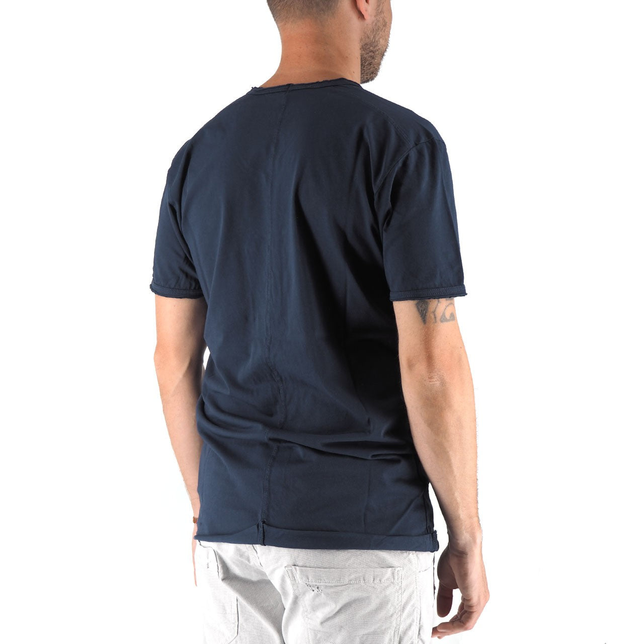Devid Label Mosca - T-shirt Scollo V - Taglio Vivo, Blu Navy – dettaglio prodotto 3 – Master SKU DL_MOSCA BLU NAVY