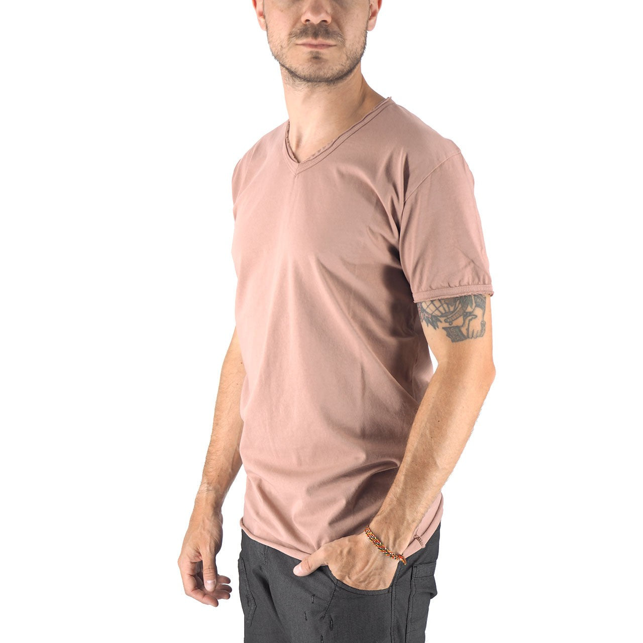 Devid Label Mosca - T-shirt Scollo V - Taglio Vivo – dettaglio prodotto 4 – Master SKU DL_MOSCA CIPRIA