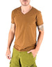 Devid Label Mosca - T-shirt Scollo V - Taglio Vivo – vista principale – Master SKU DL_MOSCA TABACCO