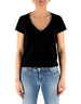 Devid Label Nairobi - T-shirt Scollo V - Leo Print, Nero – vista principale – Master SKU DL_V COLLAR LEO NERO