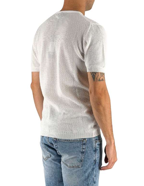 Devid Label Ostuni - Maglia Traforata - 100% Cotone, Bianco – dettaglio prodotto 3 – Master SKU DL_L005_MIKE_BIANCO