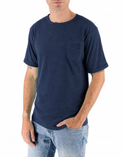 Devid Label Pocket - T-shirt con Taschino - Fiammata, Blu Navy – vista principale – Master SKU DL_POCKET FIAMMA BLU NAVY