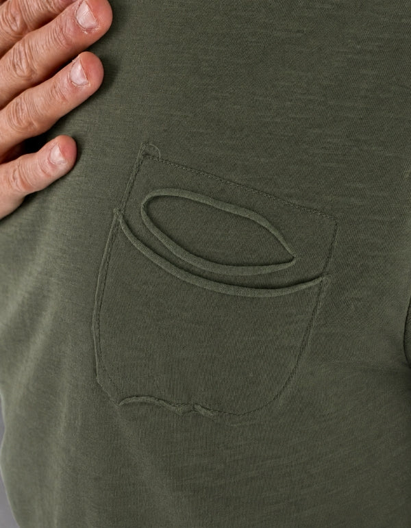 Devid Label Pocket - T-shirt con Taschino - Fiammata, Verde Militare – dettaglio prodotto 2 – Master SKU DL_POCKET FIAMMA VERDE MILITARE