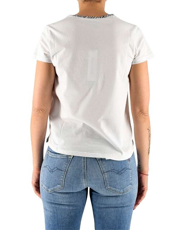 Devid Label Savannah - T-shirt Scollo V - Zebra Print, Bianco – dettaglio prodotto 4 – Master SKU DL_V COLLAR ZEBRA BIANCO