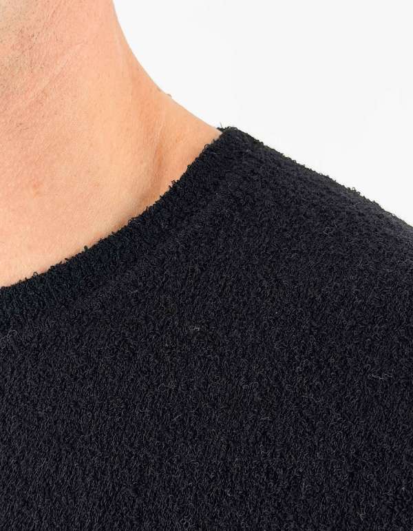 Devid Label Savio - Maglia in Spugna di Cotone - Soft Touch, Nero – dettaglio prodotto 4 – Master SKU DL_L003_NERO