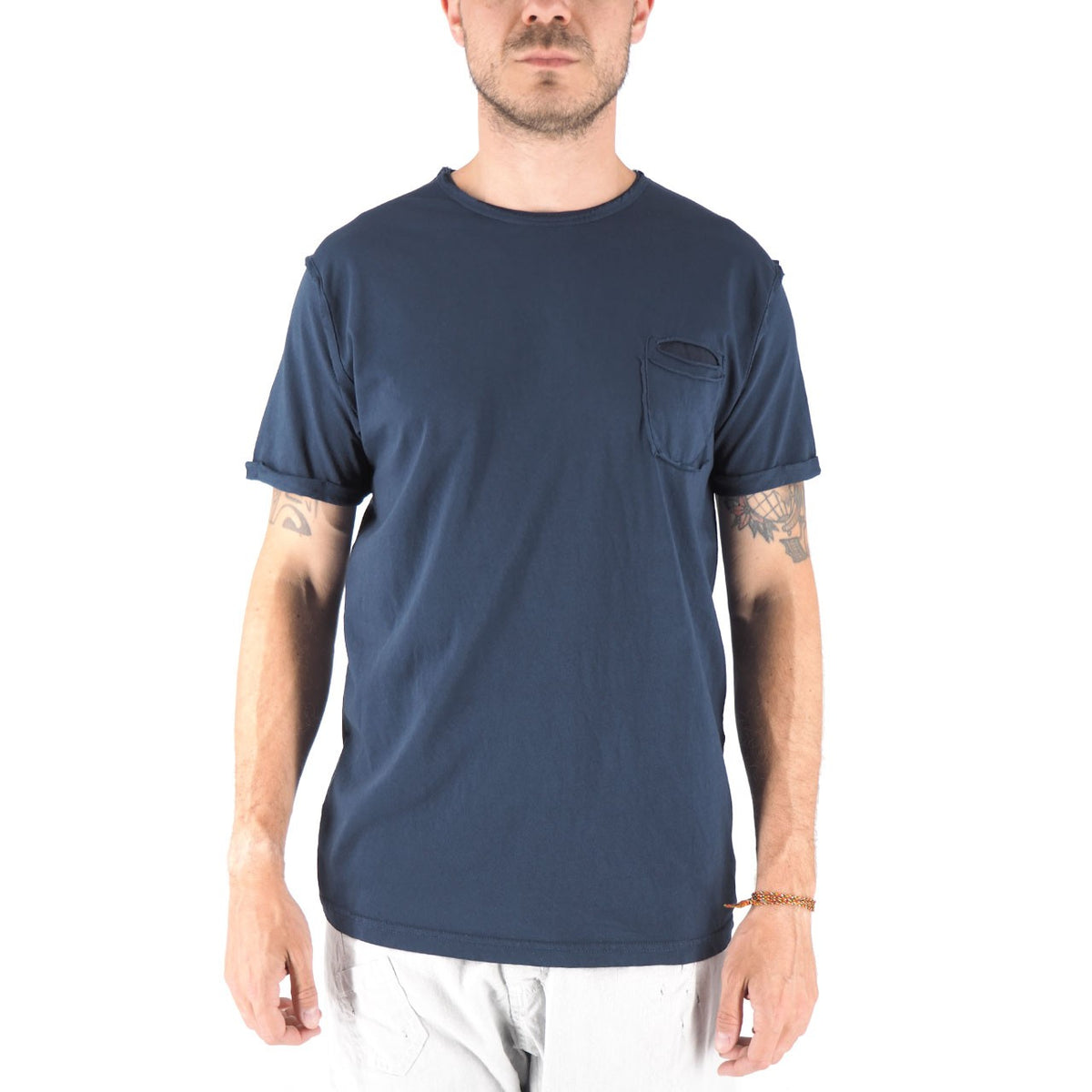 Devid Label Shiro - T-shirt Girocollo con Taschino - Essential, Blu Navy – dettaglio prodotto 5 – Master SKU DL_SHIRO BLU NAVY