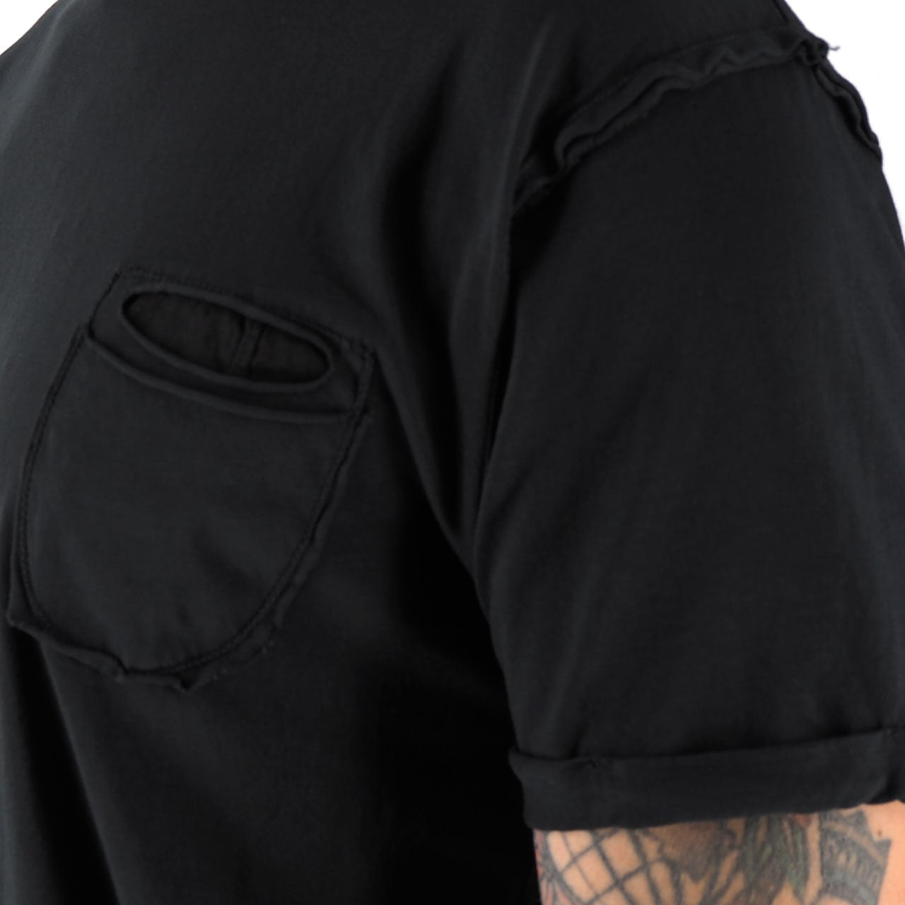 Devid Label Shiro - T-shirt Girocollo con Taschino - Essential, Nero – dettaglio prodotto 2 – Master SKU DL_SHIRO NERO