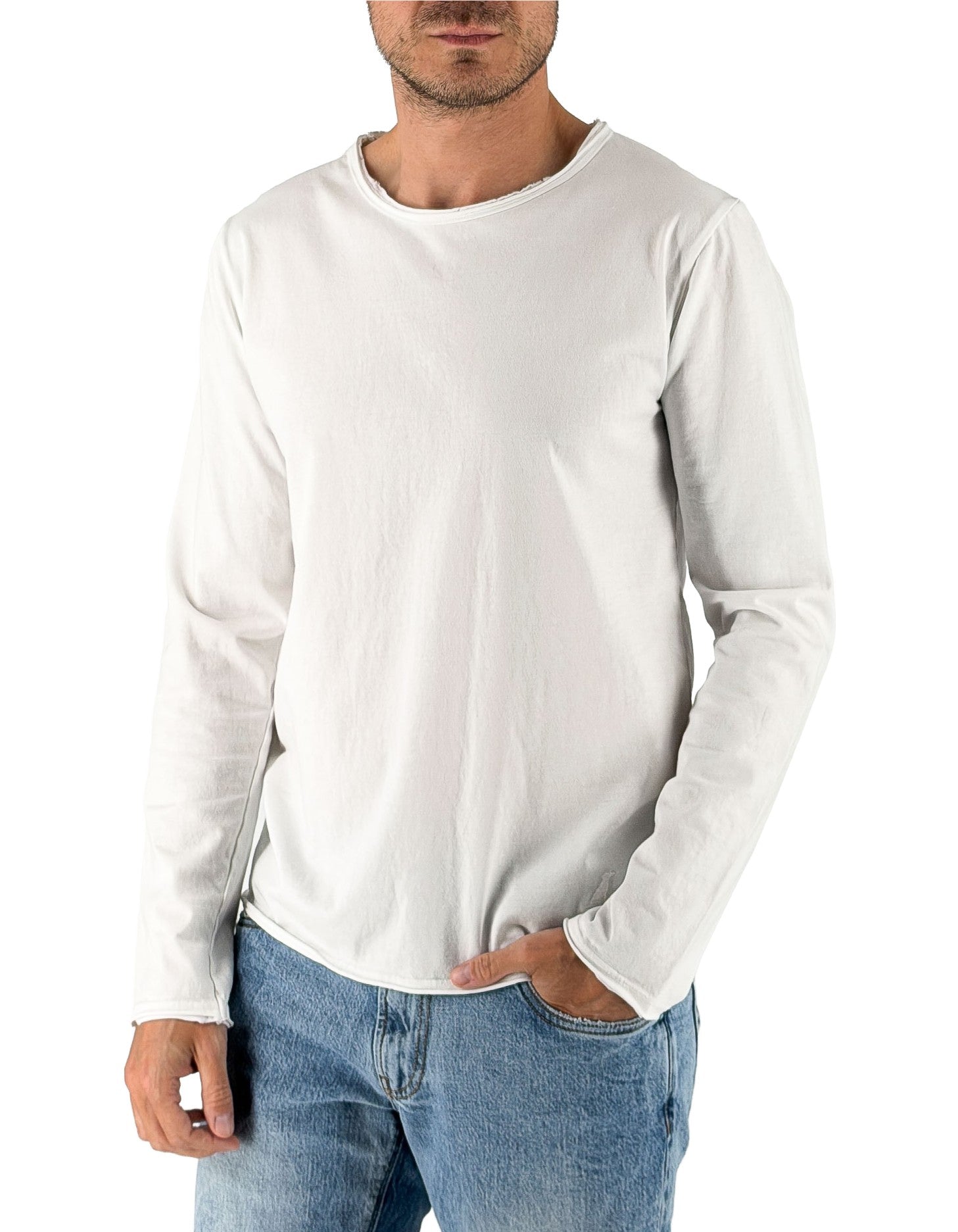 Devid Label Siviglia - T-shirt Manica Lunga - Essential, Bianco – vista principale – Master SKU DL_SIVIGLIA BIANCO