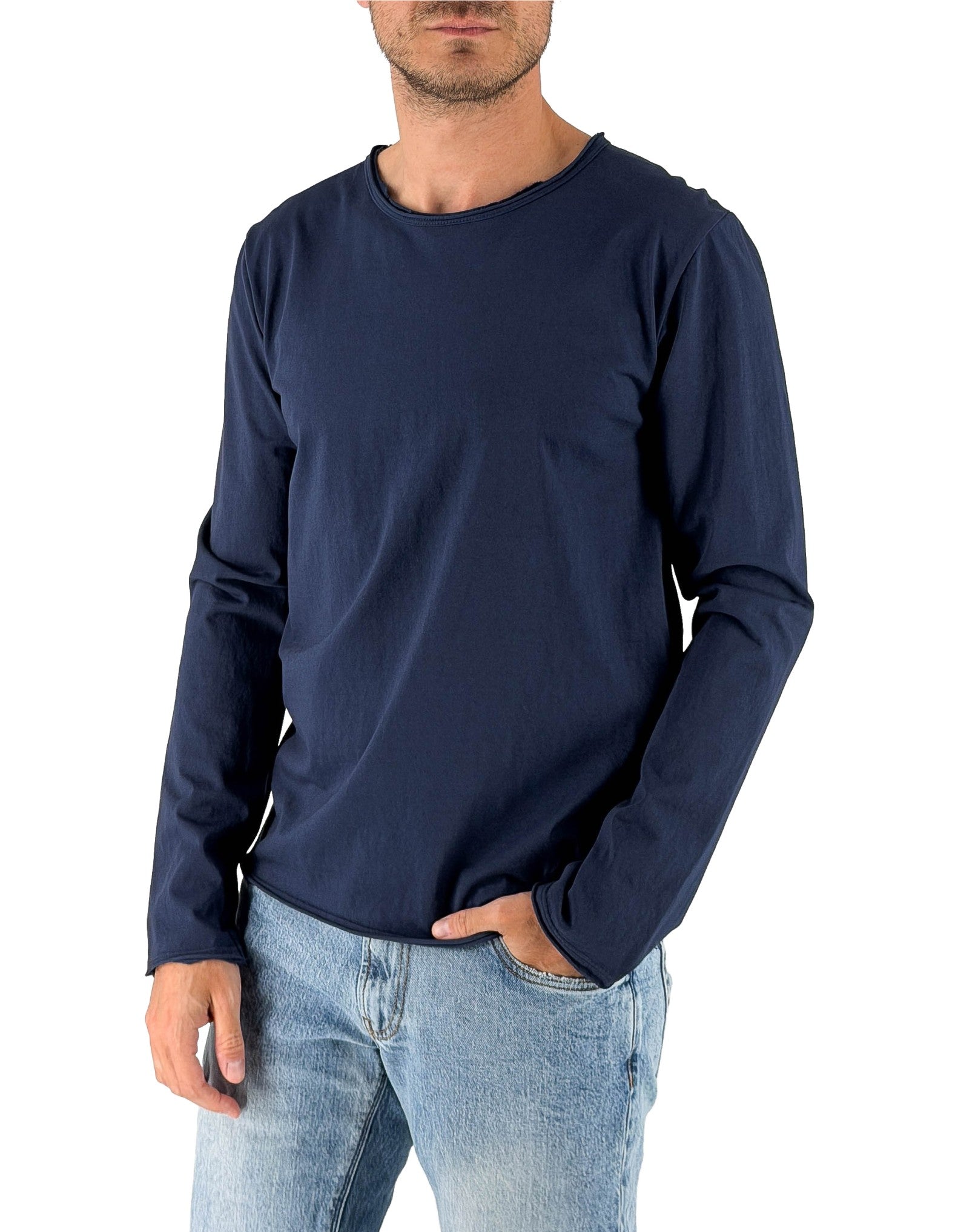 Devid Label Siviglia - T-shirt Manica Lunga - Essential, Blu – vista principale – Master SKU DL_SIVIGLIA BLU