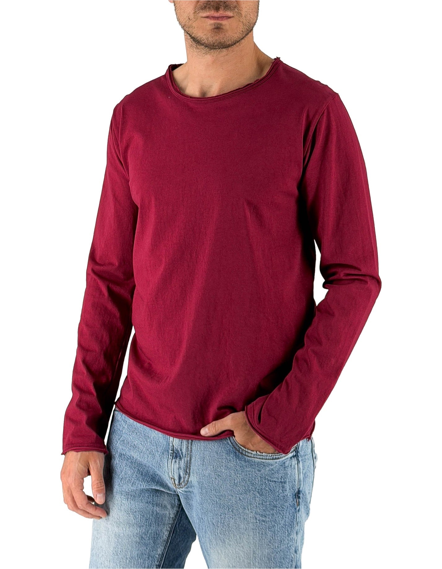 Devid Label Siviglia - T-shirt Manica Lunga - Essential, Bordeaux – vista principale – Master SKU DL_SIVIGLIA BORDEAUX