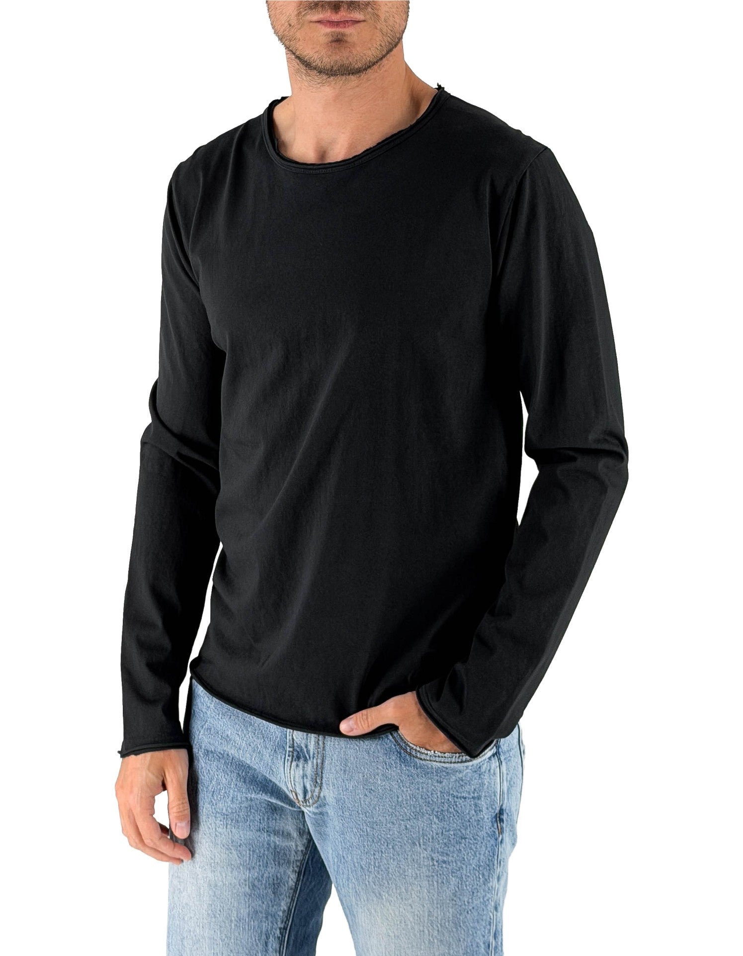 Devid Label Siviglia - T-shirt Manica Lunga - Essential, Nero – vista principale – Master SKU DL_SIVIGLIA NERO