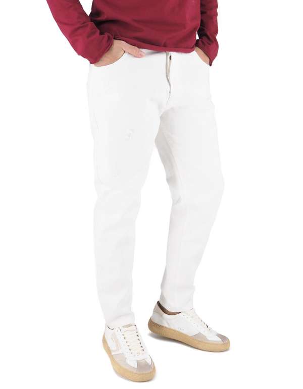 Devid Label Torino - Jeans in Bull Denim - Essential, Bianco – vista principale – Master SKU DL_CROPPED BULL BIANCO