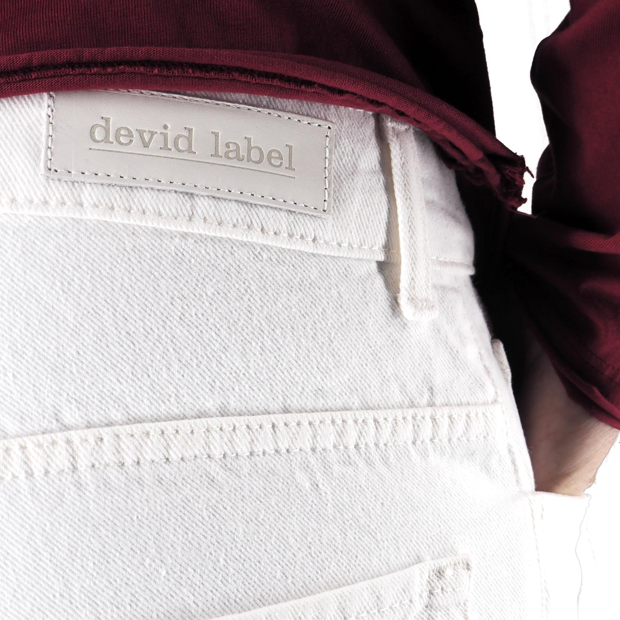 Devid Label Torino - Jeans in Bull Denim - Essential, Bianco – dettaglio prodotto 2 – Master SKU DL_CROPPED BULL BIANCO