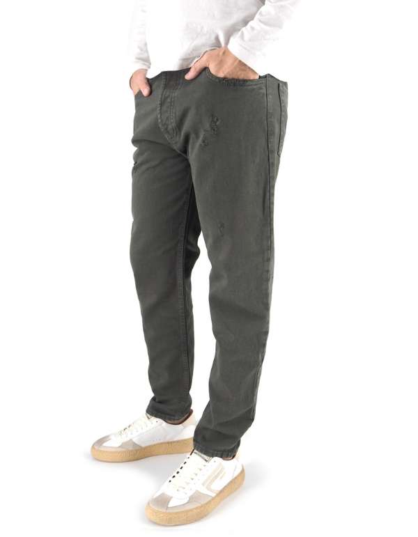 Devid Label Torino - Jeans in Bull Denim - Essential – vista principale – Master SKU DL_CROPPED BULL MILITARY