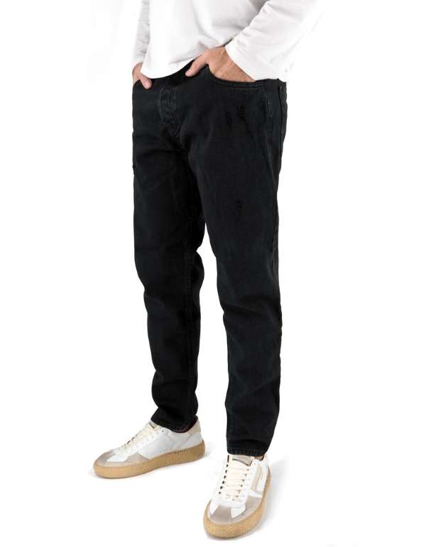 Devid Label Torino - Jeans in Bull Denim - Essential, Nero – vista principale – Master SKU DL_CROPPED BULL NERO