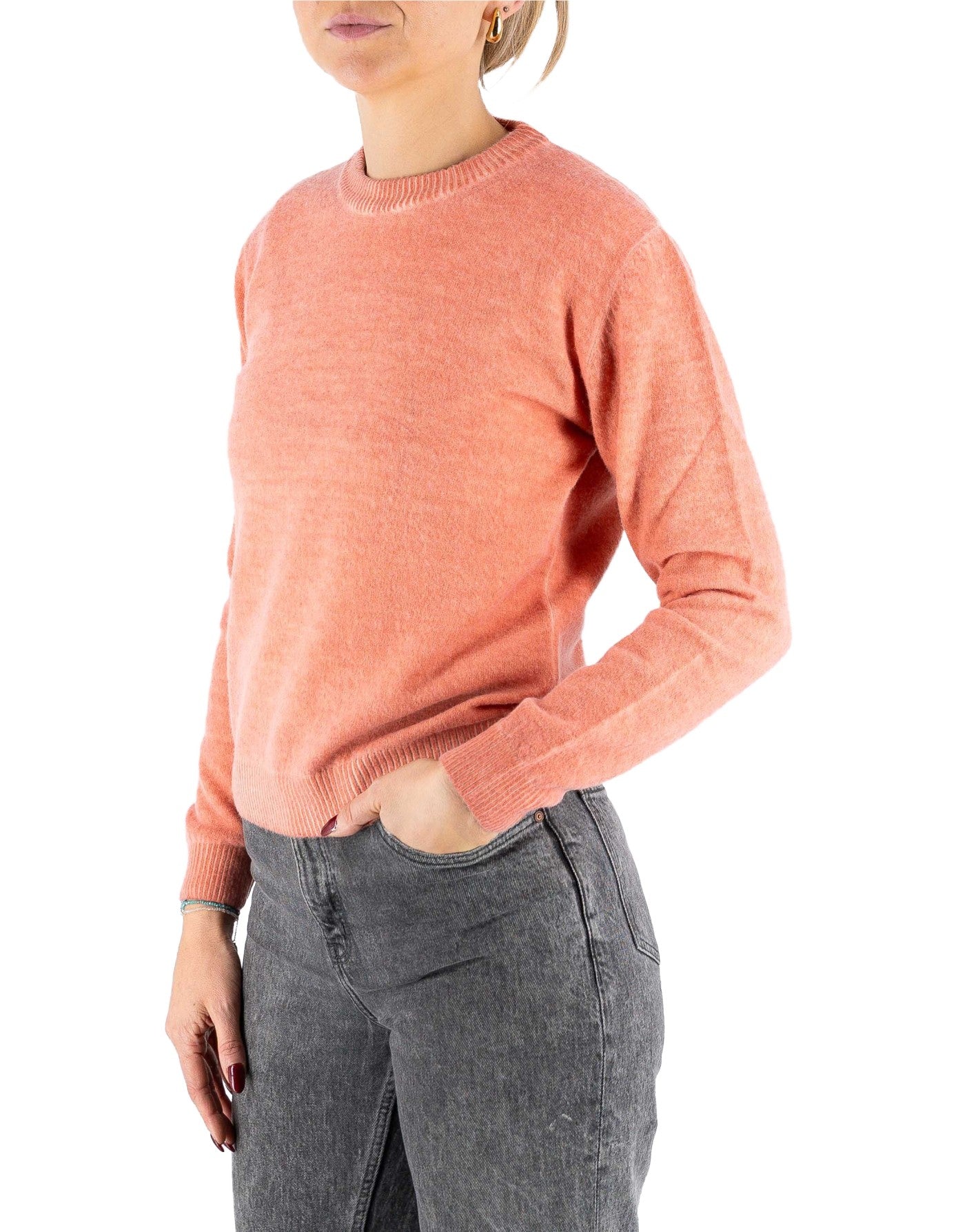Devid Label Tromsoe - Maglia Girocollo - Lana Cashmere – dettaglio prodotto 3 – Master SKU DL_DL020_22837_CANTALUPO_SCURO