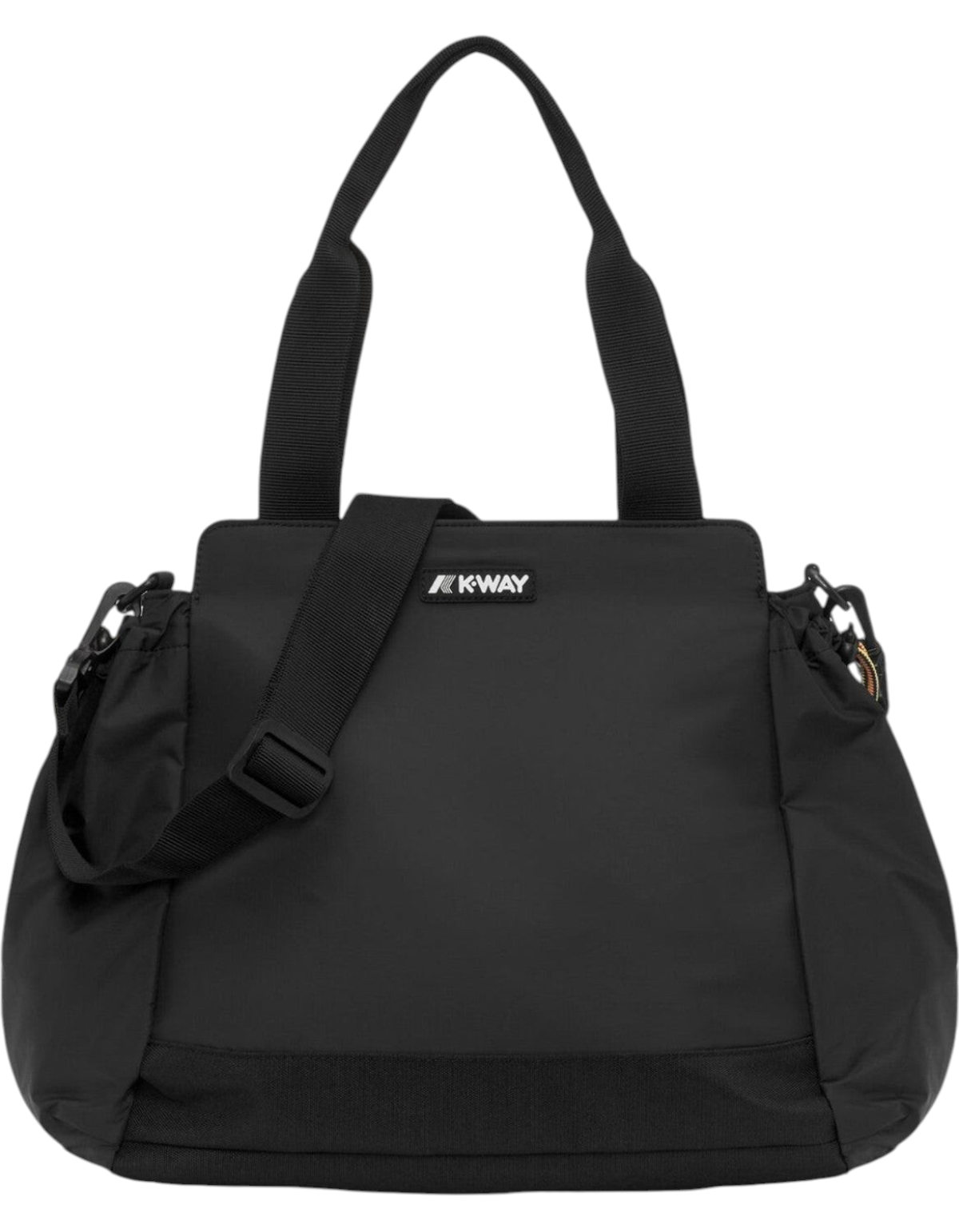 Borsa DevidLabel K-Way Aisy Black Pure, borsa a spalla nera dal design funzionale con logo frontale e tracolla