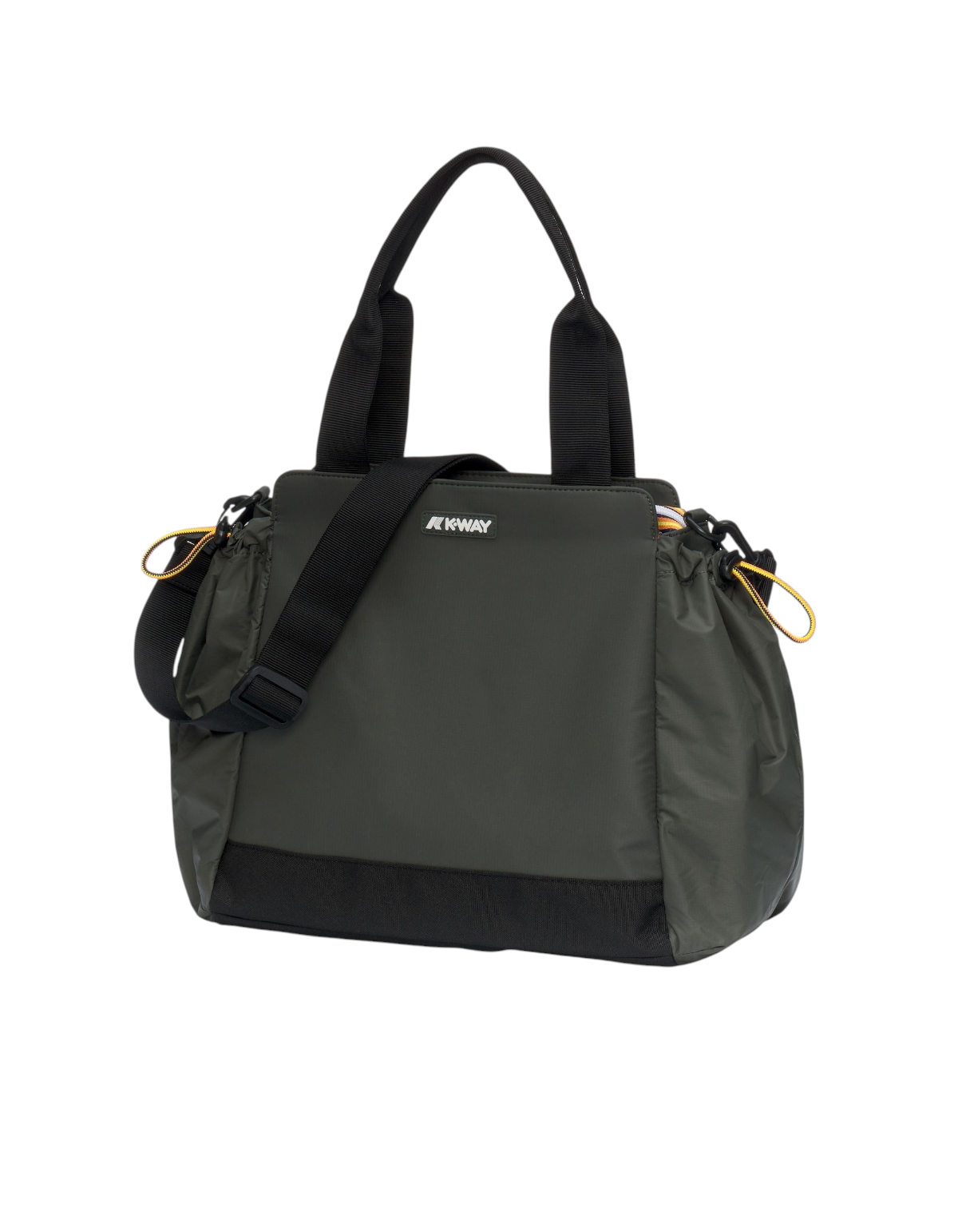 Borsa K-Way Aisy DevidLabel in colore Green Blackish con manici neri, design tecnico compatto e dettagli a contrasto