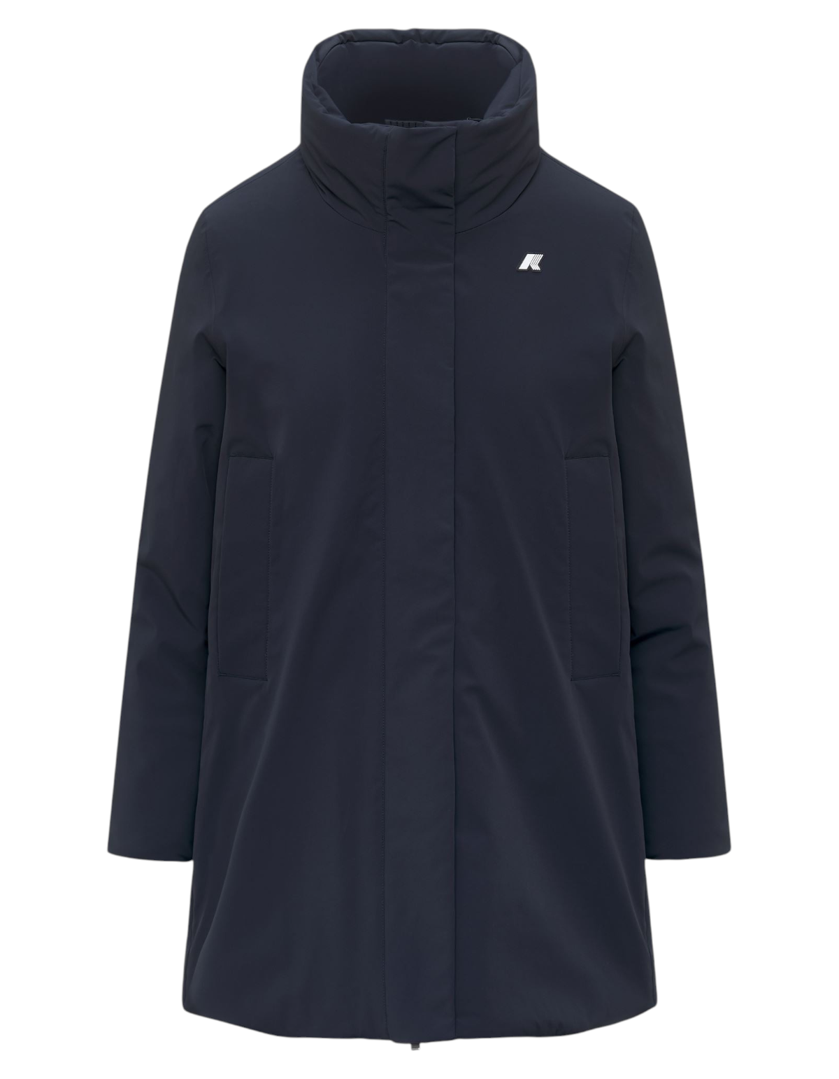 Giacca donna K-Way Marla ST Warm colore Blue Depth con collo alto e logo DevidLabel