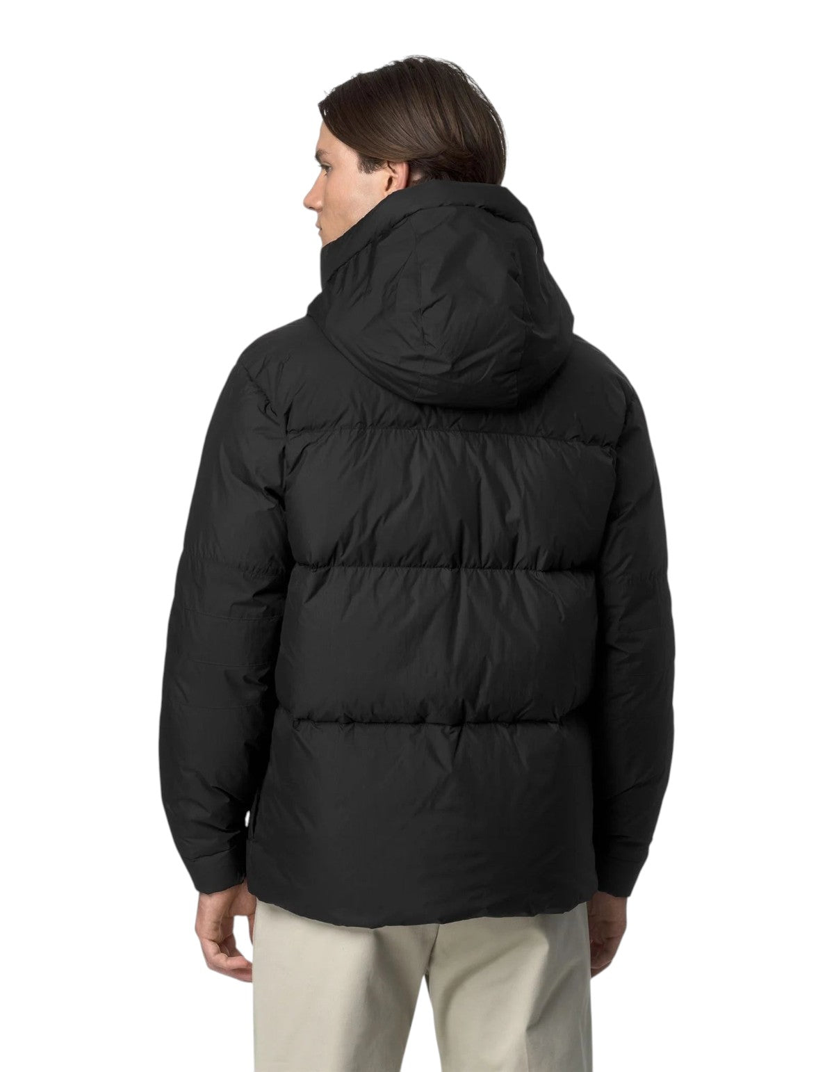 Vista posteriore della giacca unisex DevidLabel K-Way Le Vrai 4.0 Aurele Heavy Warm in colore nero con cappuccio