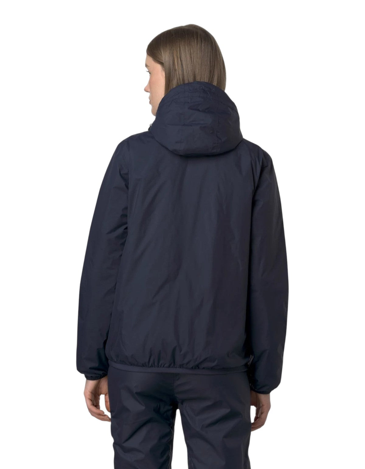 Vista posteriore della giacca unisex DevidLabel K-Way Le Vrai 4.0 Claude Warm in colore Black Pure con cappuccio