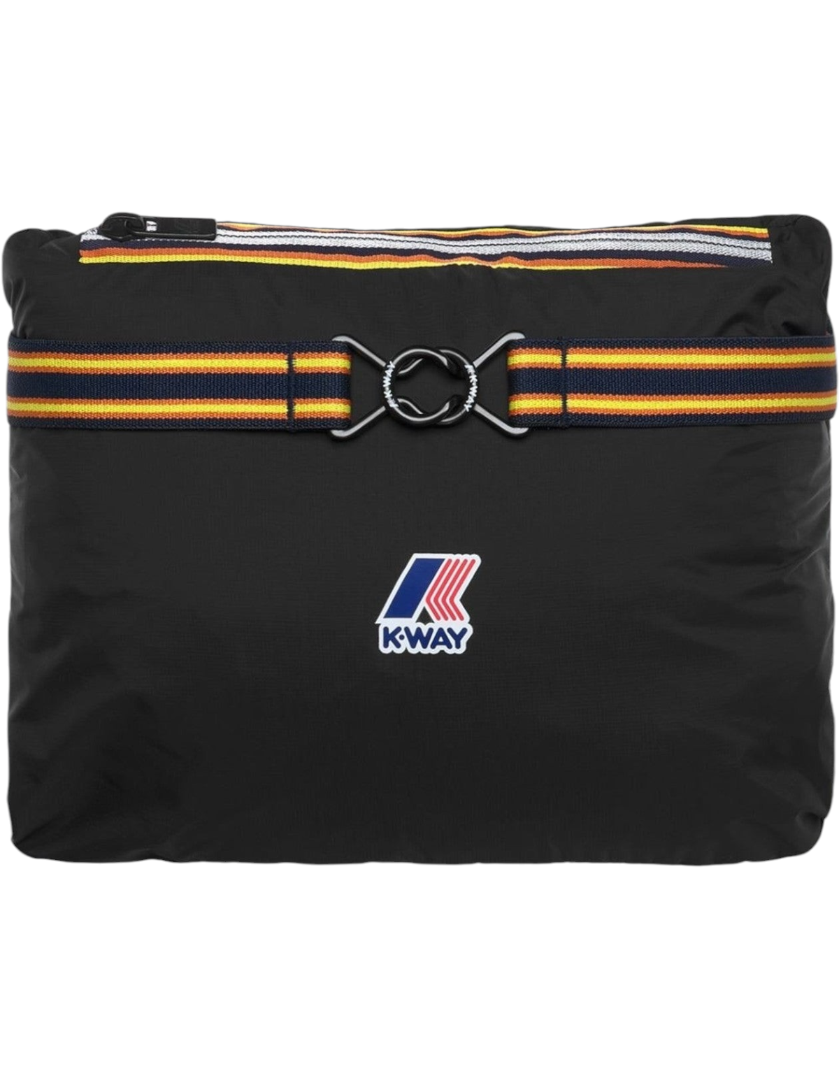 Giacca K-Way Le Vrai 4.0 Rouland Warm nera con iconico nastro tricolore e logo DevidLabel sul petto