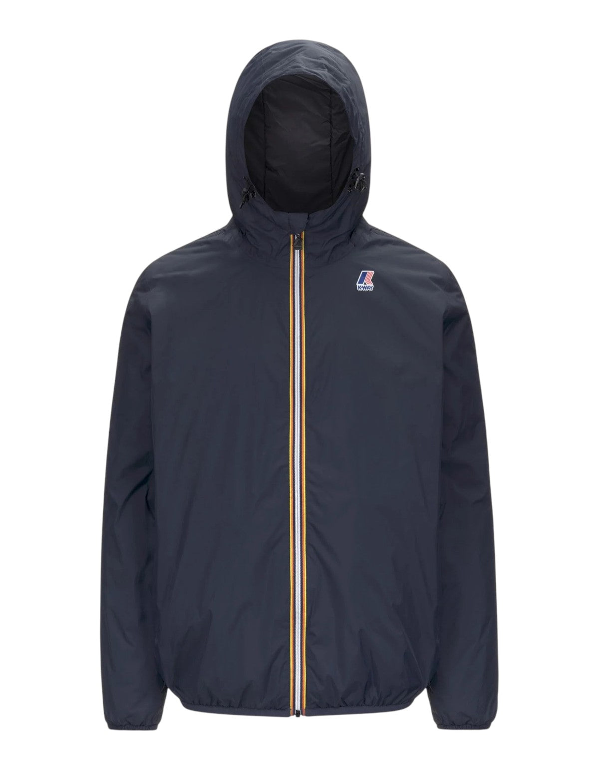 Giacca unisex K-Way Le Vrai 4.0 Claude Warm nera con cappuccio e zip iconica, proposta da DevidLabel