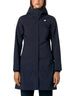 Giacca K-Way Stephy Bonded da donna blu scuro con cappuccio, proposta da DevidLabel per un look urbano tecnico.