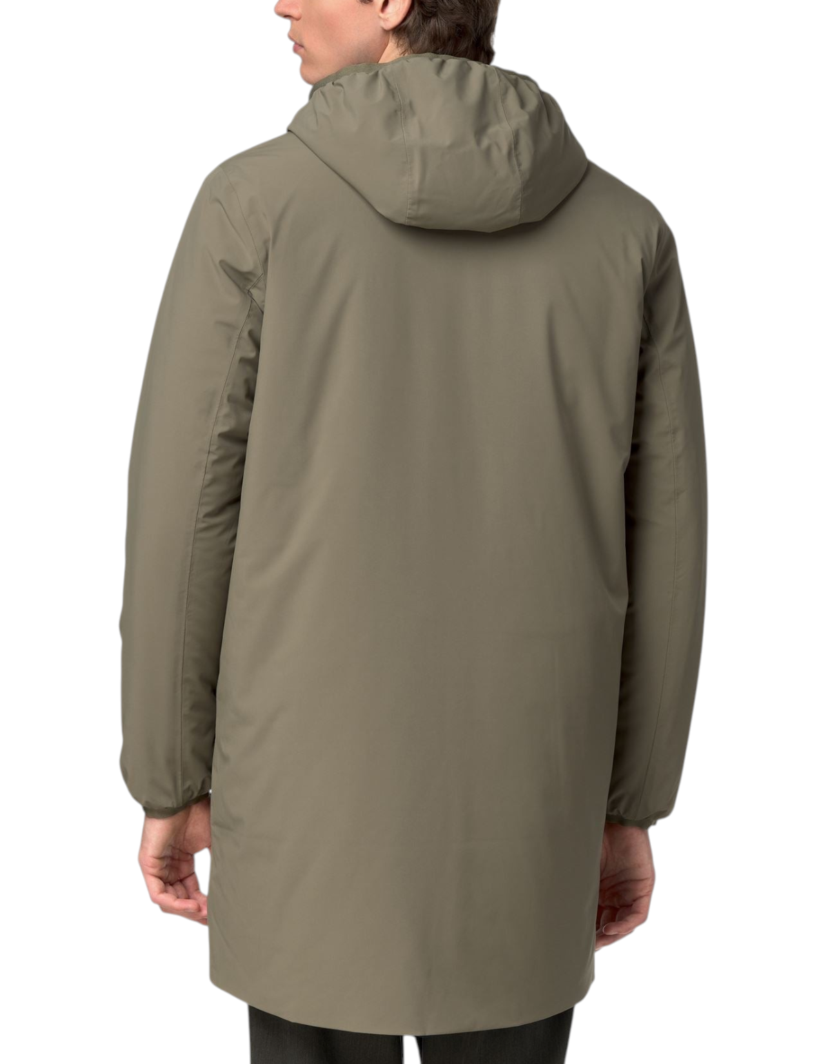 Giacca K-Way Jacob ST Warm Double DevidLabel color verde militare vista posteriore con cappuccio