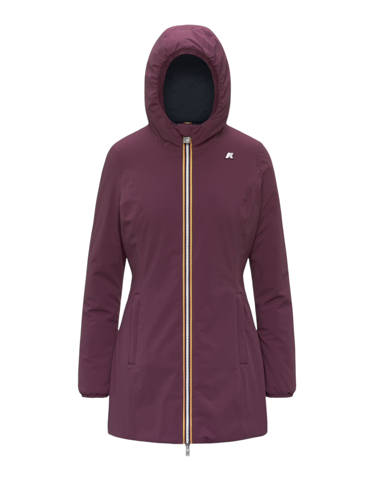 Giacca reversibile DevidLabel K-Way Denise ST Warm Double color viola malva e blu con cappuccio e zip frontale