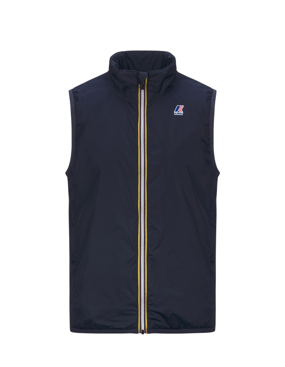 Gilet smanicato DevidLabel K-Way Le Vrai 4.0 Rouland Warm blu scuro con zip iconica multicolore