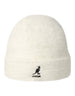 Berretto DevidLabel Kangol Furgora Cuff color avorio in morbido filato peloso con logo ricamato sul risvolto